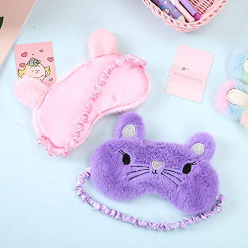 Linda máscara tapa-olhos FENICAL com design de gato macio para dormir (rosa)