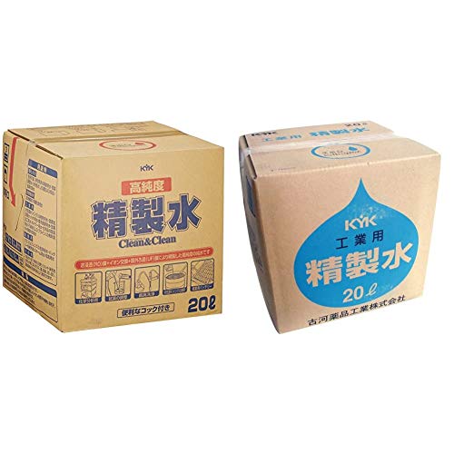 Amazon | 古河薬品工業(KYK) 高純度精製水 クリーン&クリーン 20L 05-200 & (KYK) 精製水 20L 液色 無色透明  295×288×286 05-201【セット買い】 | クーラント・冷却水 | 車＆バイク 古河薬品工業 高純度精製水クリーン＆クリーン 05-200 20L