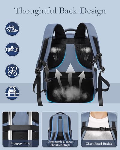 Image of Coolife Luggage Suitcase Luggage set PC ABS TSA Lock Spinner Carry on 3 Piece Sets, blue, 3 piece set (Backpack /TB /20), Hardside Luggage
