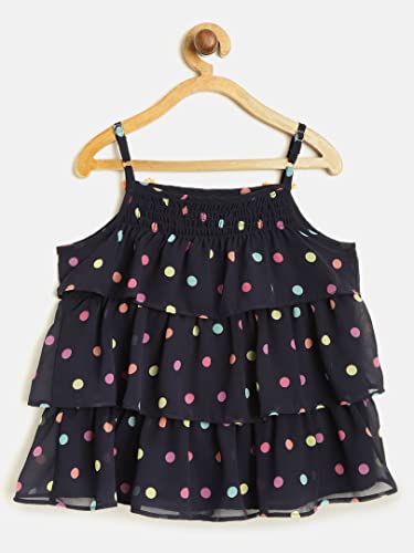 Image of Nautinati Baby Girls Strap Sleeve Fit & Flare Frock | Age 0-3 Years