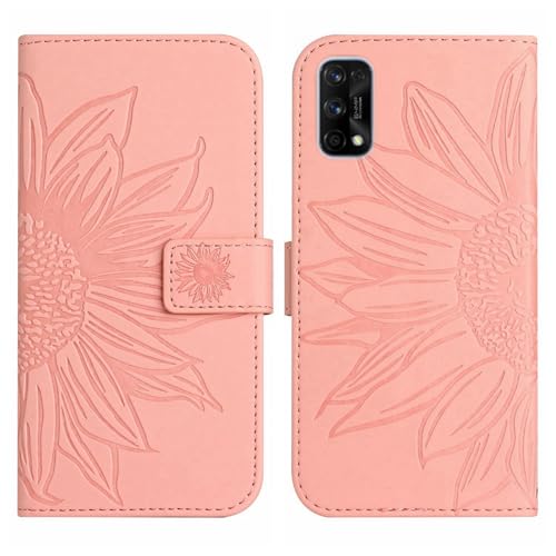 Rfvzubemok Compatible with Realme 7 Pro 4G Cover,Compatible with Realme 7 Pro 4G Flip Kickstand Card Slots Magnetic Closure Phone Case Pink