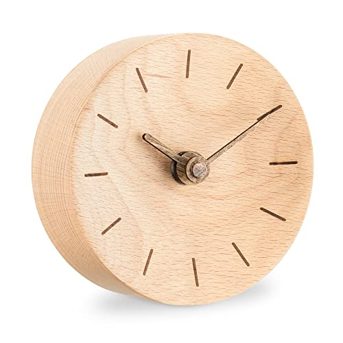 Navaris Reloj de Mesa analógico - Reloj clásico de Madera 11 CM
