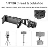 Harwerrel Metal Phone Tripod Mount Holder with Cold Shoe Smartphone Clamp Adapter 1/4" Thread 360° Rotates and 180° Tilt #3