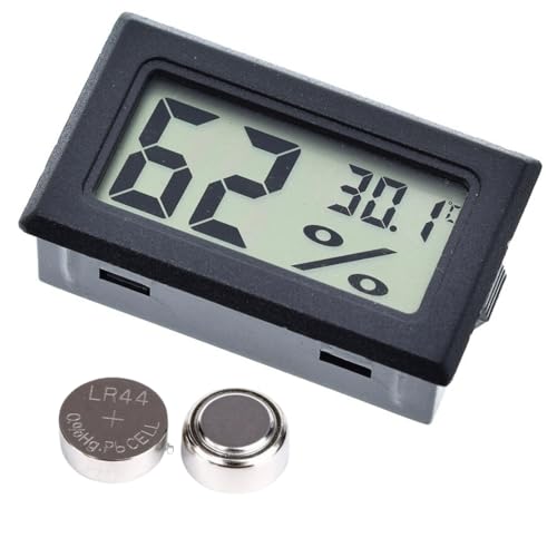 Tonia 1 Medidor de Temperatura y Humedad Digital, Termohigrómetro con Pantalla LCD, Sensor Preciso para incubadoras, Exterior, Invernaderos, y Reptiles (1 Unidad)
