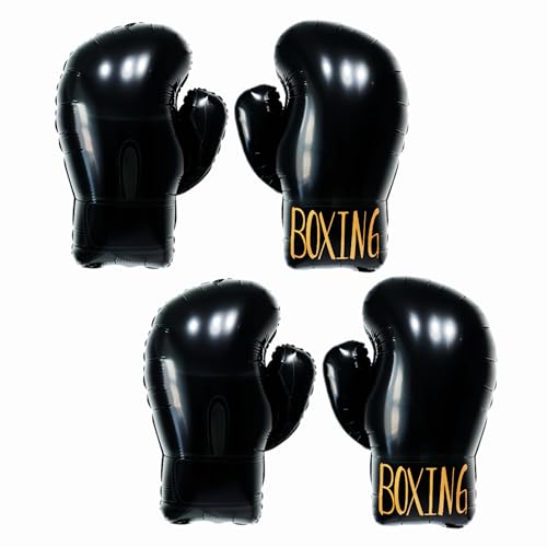 4Pcs Boxing Birthday Party Decorations/Inflatable Boxing Glove Balloons/Boxing Match Fitness Wrestle Pugilist Boxing Platform Party Decor for Boys Men/Fight Sports Theme Boxer Decor