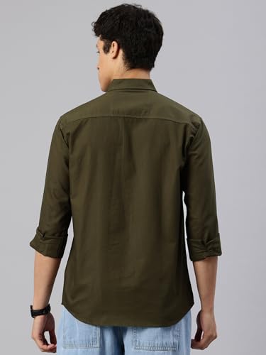 Image of Majestic Man Men's Solid Pure Cotton Casual Shirt - Slim Fit | Full Sleeves | Soft & Breathable Fabric