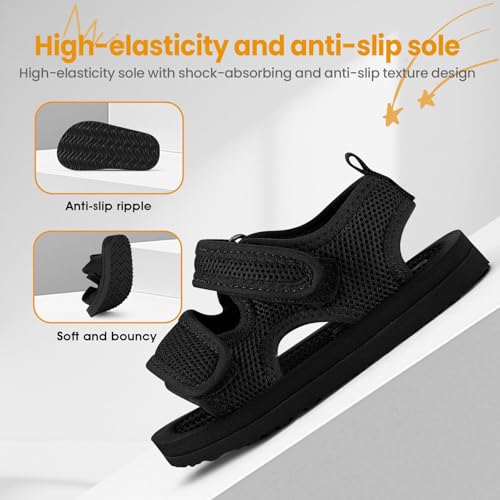 Unisex Kids Open Toe Sandals Comfort Double Adjustable Strap Lightweight Sandals for Boys Girls Anti-Slip Summer Beach Shower Shoes4