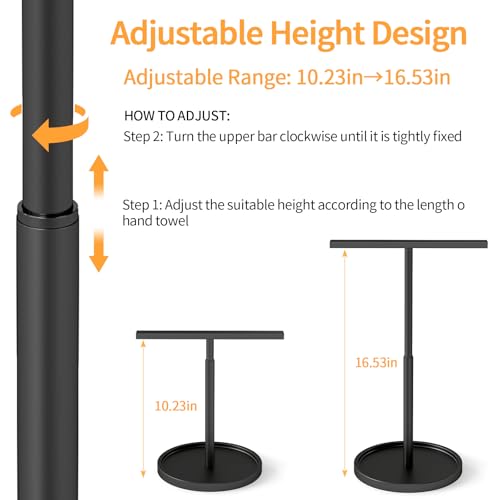 Foto de Toallero de mano para baño, toallero para encimera de baño, cocina, toallero de mano retráctil ajustable en forma de T, 16.5 pulgadas, color negro (imagen 4)