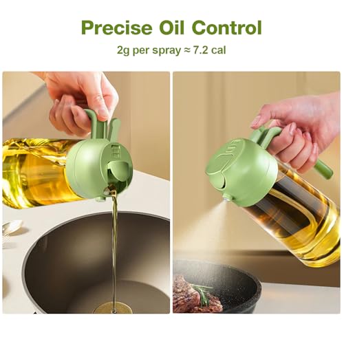 Miniatura 4 de Yarramate - Pulverizador De Aceite Para Cocinar, Botella Dispensadora De Aceite 2 En 1, Vidrio Premium, Grado Alimenticio, 470 Ml, Verde