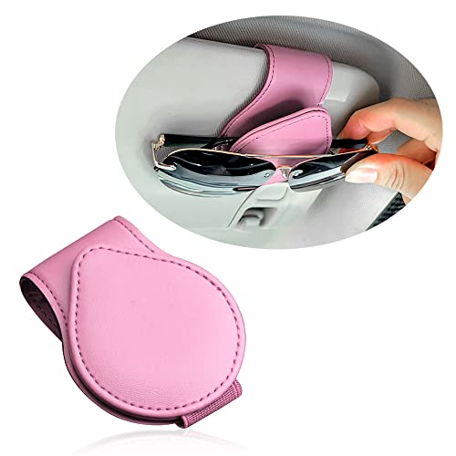 OFBAND Magnetic Sunglass Holder for Visor PU Leather Car Organizer Universal Accessory (Pink)