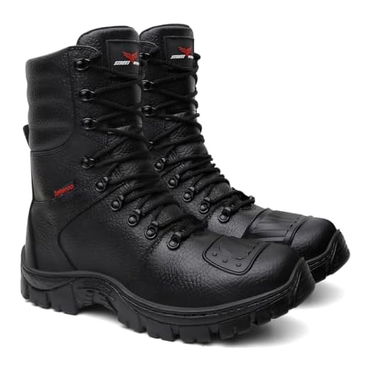 Bota Masculina Coturno Militar Couro Confortável Motociclista Motoqueiro (Preto, BR, Adulto, Numérico, 43)