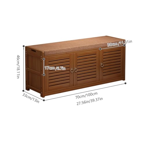 Banco para Zapatos de Bambú con Asiento Acolchado Tapizado de 70cm 3