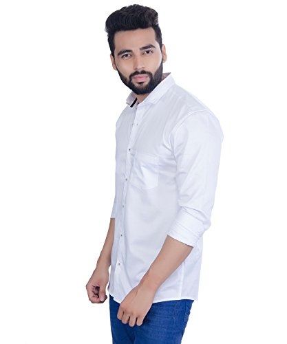 Image of Fifth Anfold Men's Pure Cotton Solid Color Mandarin Collar Full Sleeve Casual Wear Shirt, Office Wear for Men
