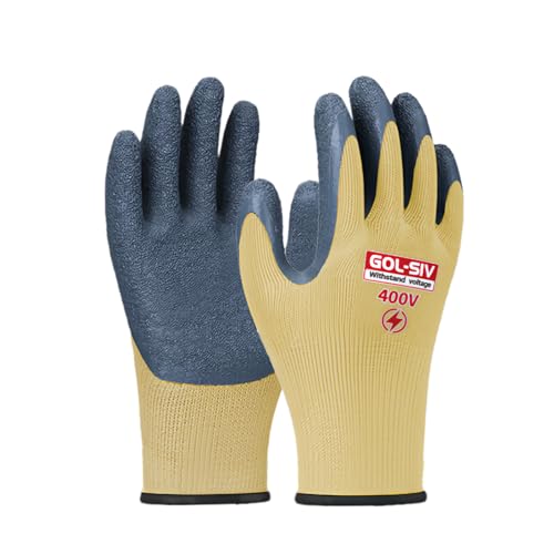 GOL-SIV Electrical Insulated Gloves, 400V High Voltage Resistance Electrician Safety Gloves, Rubber Non Slip Work Gloves