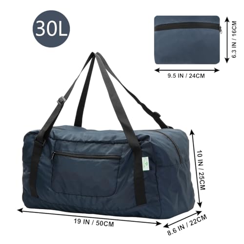 Image of HOLYLUCK Foldable Travel Duffel Bag for Women & Men Luggage Great for Gym (Navy Blue)