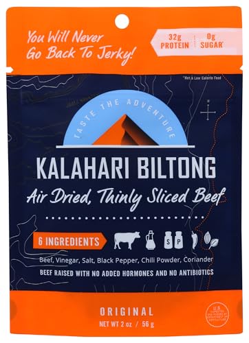 Kalahari Original Flavor Biltong, Zero Sugar, High Protein, 2 Ounces (Pack Of 8)
