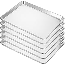 6 Pack Half Size Baking Sheet Pan Cookie Sheet Baking Tray for Oven Aluminum Commercial Pan, Durable & Easy Clean 18x 13