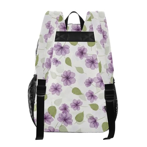 Purple Flora Flowers Leaves Beige Travel Clear Bags for Women Kids Girls Backpack Boys Approved Transparent Bag3