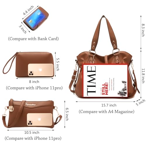 Soperwillton Fashion Handbag For Women Shoulder Bag Top Handle Satchel Hobo Tote Bag Purse Set 4Pcs thumb #3