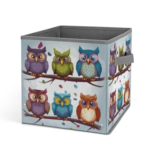 Bacs de rangement empilables pour placard avec motifs oiseaux et hiboux