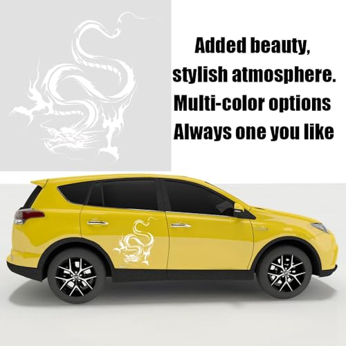 Image of Dragon Graphic Car Hood Sticker Self-Adhesive Vinyl Graphics Decals 19.69'' x 14.57'', White