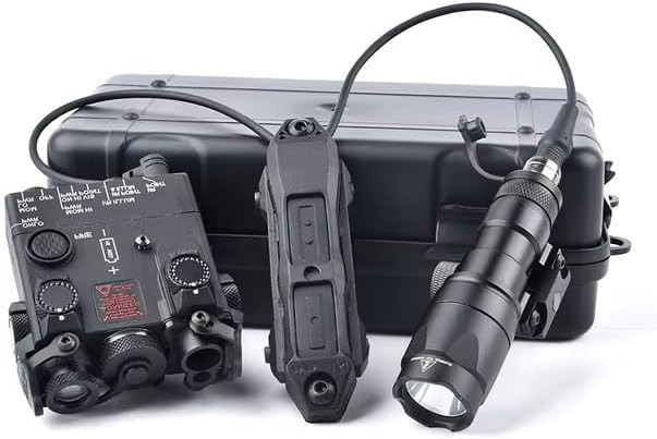 DABL-A2 Red/Green Powerful Laser Dot IR Indicator Sight with M300A/M600C Flashlight & Dual Control Remote Pressure Button Switch，600 Lumen White LED Tactics Scout Torch Lights，for 20mm Picatinny Rail