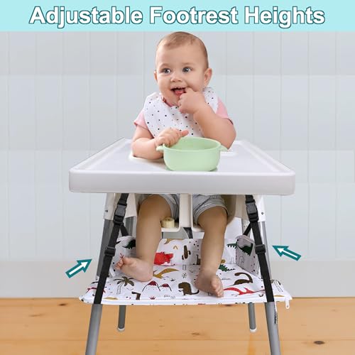 Image of Highchair Footrest for IKEA Antilop, Height Adjustable High Chair Foot Rest, Nylon Cushion Highchair Footrest with PP Board, Suitable Footstool with Rounded Corners