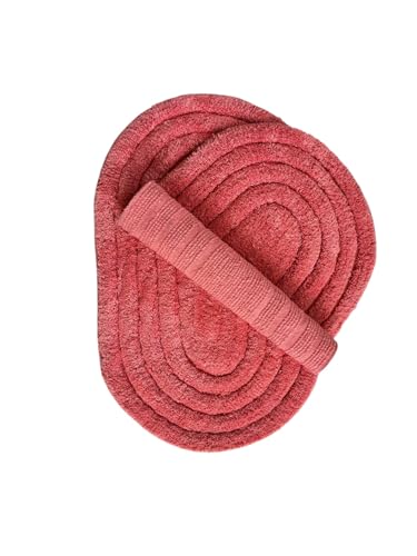 Image of My Home Cotton Door Bath Mat Super Soft Non Slip Mats for Bathroom, Door,Large, Pack of 2 (Oval Solid Orange)