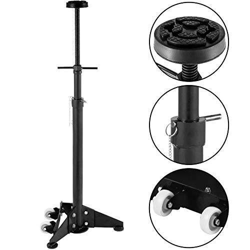 Bestauto Underhoist Stand 3/4 Ton Capacity Pole Jack Heavy Duty Jack Stand Car Support Jack Lifting from 1.1 m to 1.8 m, Triangular Base, Two Wheels, Easy Adjustment, Automotive Support, Black