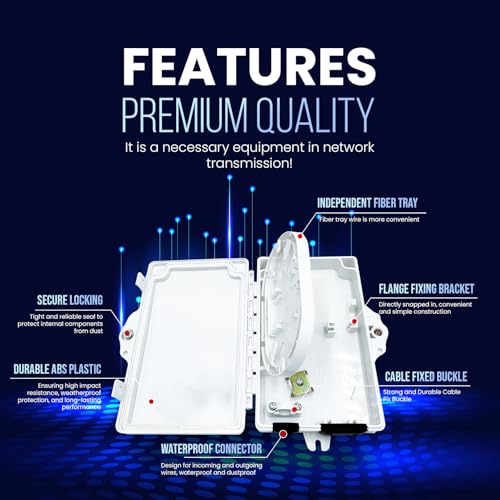 Image of ETS Fiber Optic Distribution Box 2 Core - IP65 Waterproof, UV Resistant, FTTH, FTTx, Wall /Pole Mountable, Industrial Networks, Fusion Splicing, SC /LC /FC Adapters, Cable Management