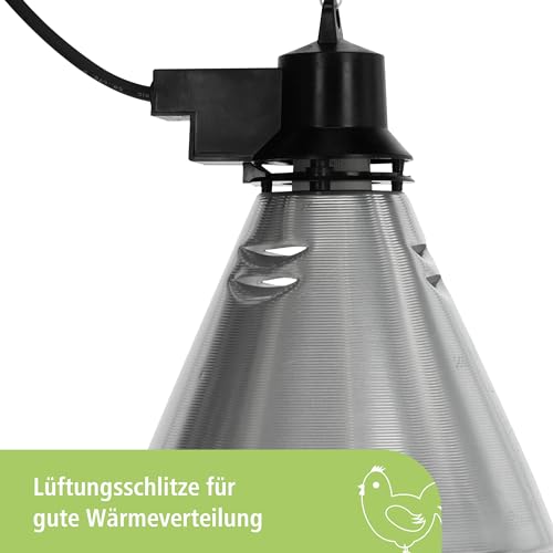 Kerbl Infrarot Wärmestrahler für Ferkel / Küken (ohne Lampe, Alu-Schirm ř 21 cm, Kabel 5,0 m, inkl. Befestigungskette Tragkraft 20 kg, mit Lüftungsschlitzen) 22318, Silber