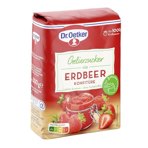 Dr. Oetker Gelierzucker für Erdbeer-Konfitüre 10er Pack fertiger Gelierzucker zum Selbermachen von Erdbeer-Marmeladen Konfitüren und Gelees speziell auf Erdbeeren abgestimmt 10 x 500 g