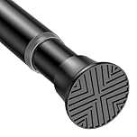 Zipglo Shower Curtain Pole 78-197cm, Black Extendable Curtain Poles Adjustable Tension Rods for Curtains Telescopic Curtain Poles No Drilling Shower Curtain Rail for Bathroom Bedroom Window Closet