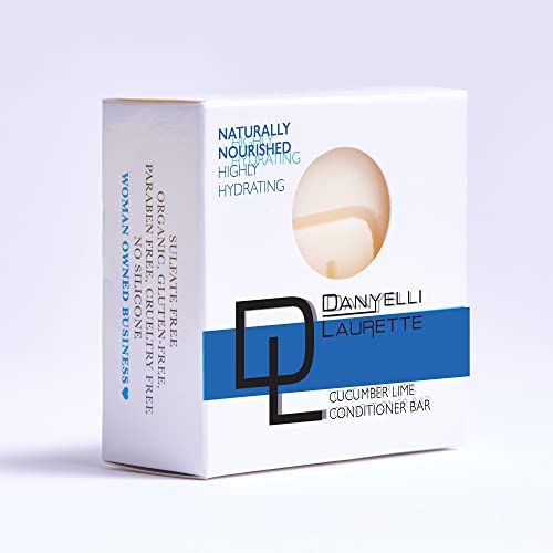 Danyelli Laurette Naturally Nourished Cucumber Lime Conditioner Bar - Smooth & Hydrating Feel - Nourishing, And Refreshing - 100% Plastic Free Packaging, Eco-Friendly - For All Hair Types #TOP30