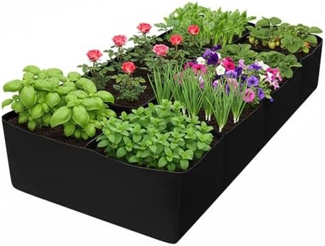 Urban Garden Terrace, 180 x 90 x 30 cm, 8 Non-Woven Garden Benches for Plants, Large Pots, Reusable Fabric Grow Bag, Planter Bag for Tomatoes, Flowers, Outdoor Planter