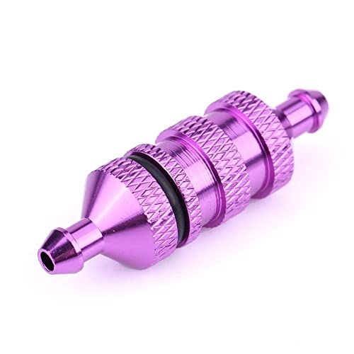 V GEBY Filtre à Carburant RC, Filtre à Essence Nitro en Aluminium en Aluminium Allié, Adapté pour Les pièces de Mise à Niveau de Voiture de Buggy sur Chenilles RC au 1/8 1/10(Violet) Cover