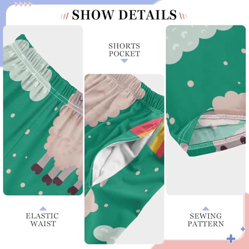 Lamb Rainbow Boys Pants Boys Athletic Pants Long Pant for Boywith Pockets Wide-Leg Size 6-14Y4