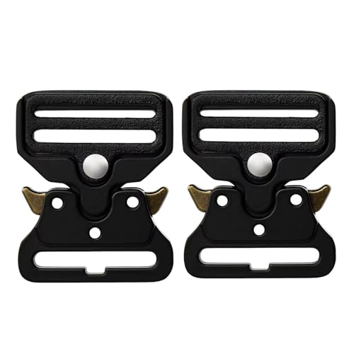 Shenky1 2er Set Metall Schnalle für Hundehalsband | 3 cm Breite | Metallschnalle | Schließe | Militärgürtel | Herrengürtel Militär Bundeswehr | für Gürtel 30 mm (Schwarz Silber Kupfer)