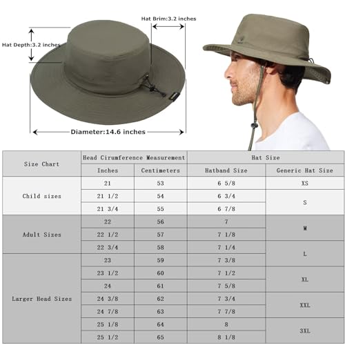 Image of Fishing Hat for Mens Sun Hat Wide Brim Bucket Hat SPF UV Protection XL XXL Large Size Big Head Hiking Beach Safari