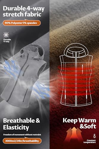 Image of CREATMO US Women's Lightweight Softshell Vest Outerwear Windbreaker Sleeveless Jacket With Removable Hood