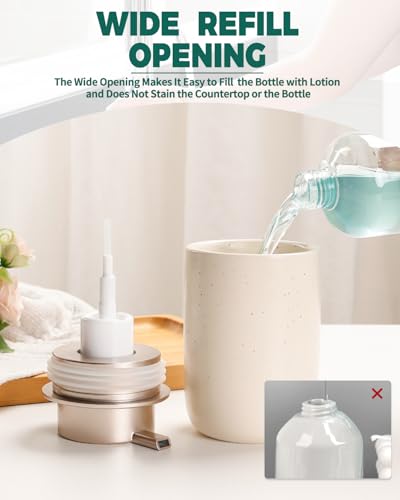Image of BosilunLife Foam Soap Dispenser - Ceramic Foaming Hand Dispenser for Bathroom Modern Farmhouse Small Soap Dispenser Lotion Hand Pump Dispenser for Kitchen Sink (Apricot, Foam Pump)
