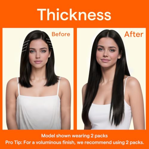 Image of Full Shine Clip in Hair Extensions, Natural Black, Part Line Coverage | Invisible PU Weft, 20 Inch 95g 4 Pcs, Added Length with Volume for Fine Hair