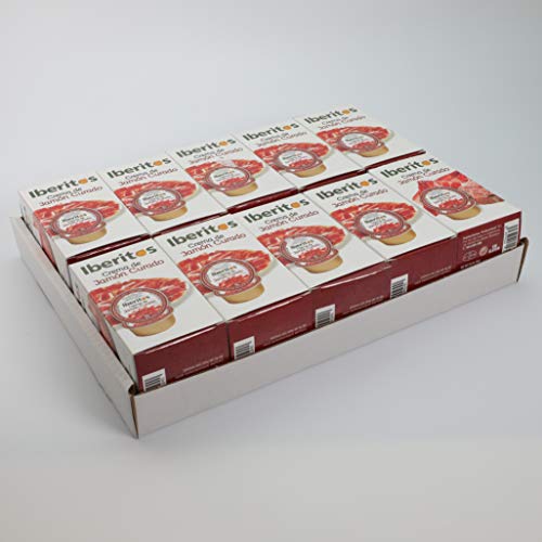 Iberitos - Crema de Jamón Curado - Ideal para Untar Tostadas, Pan y Crackers - Ingredientes Selectos - Sin Gluten - Producto Fabricado en España - 50 Monodosis de 23 Gramos