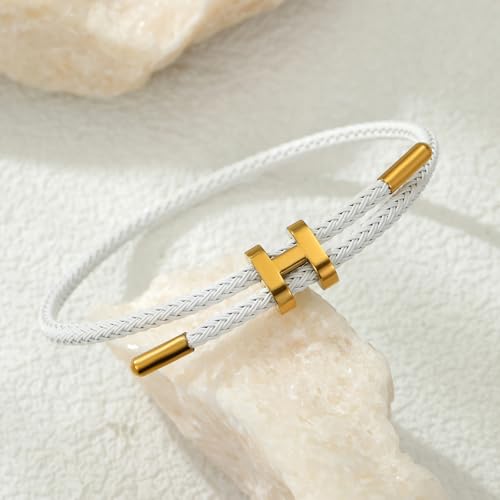 Image of AIMADE Bracelets for Women Adjustable Charm Bracelet, 18k Gold-plated Buckle Design Titanium Steel Wire Rope Women's Gift Jewelry