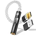 MoKo Adaptateur Audio USB C vers 3,5 mm - Double Puce CX31993 MAX97220 DAC et Amplificateur HiFi, Adaptateur Jack 3,5 mm de Type C vers Casque pour Android iPhone iPad Mac Windows Switch PS5, Noir