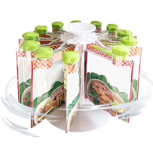 Porta bolsas para condimentos | Estante organizador para especias giratorio con clip de cierre | Organizador para accesorios de cocina de ahorro de espacio para mostrador, mesa, estantes y despensa