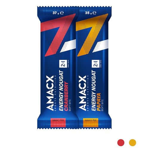 AMACX Energieriegel Nougat-Fruchtriegel – Healthy Snacks für Ausdauersportler – Energy 12er Pack – Fitness Riegel mit Glukose und Fruktose – Power Bar mit 32g Kohlenhydrate – Cranberry