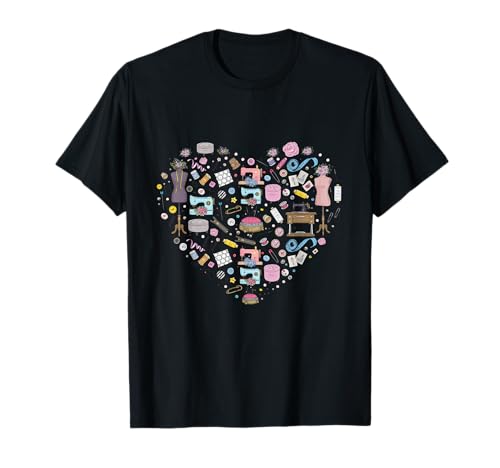 Sewing Quilting Machine Quilters Gift for Sewing Lover Heart T-Shirt