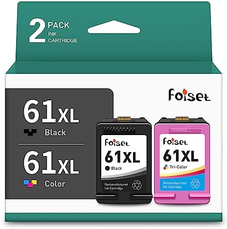 Foiset Remanufactured 61 Black Ink Cartridge for HP Ink 61 Replacement 61xl Cartridege with HP Envy 4500 4501 5530 Deskjet 1510 2540 2541 2542 3510 3050A Officejet 4630 4635 Printer