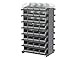 Akro-Mils 800 lb Blue / Green / Red / White / Yellow Gray Powder Coated Steel 16 ga Double Sided Fixed Rack - 36 3/4 in Overall Length - 64 Bins - Bins Included - APRD080 [PRICE is per EACH]
